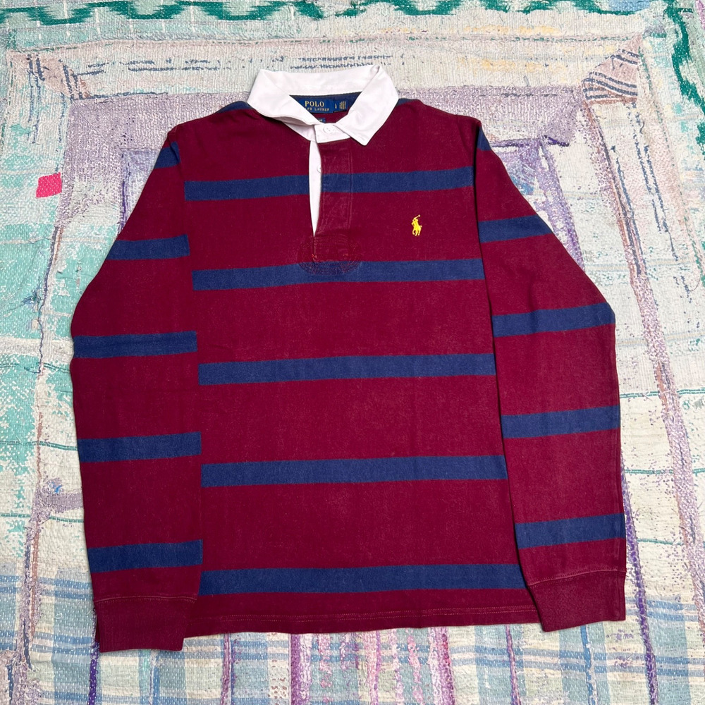 Polo Ralph Lauren Classic Fit Striped Rugby Long Sleeve Polo Men’s Size L